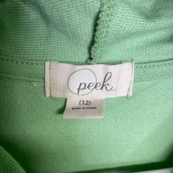 Peek Hoodie Zip Up Patchwork Green Heart Long Sleeve Embroidery Flowers Size 12 - Picture 5 of 7